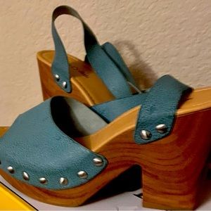 Sky blue clogs
